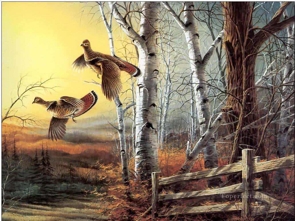 pheasant on farm land birds Oil Paintings